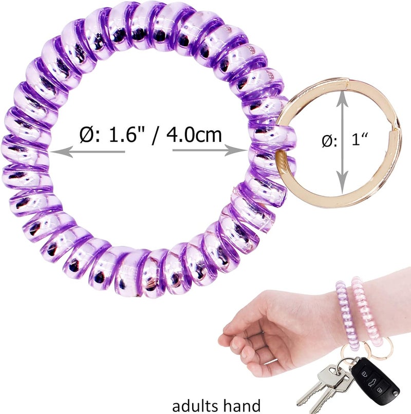 BIHRTC Pack of 6 Key Wristlet Coil Bracelet Spiral Keychain Bracelet Coil Hair Ties Candy Colors Spiral Bracelets Ponytail Holders for Sauna Gym Pool ID Badge Outdoor - Image 2